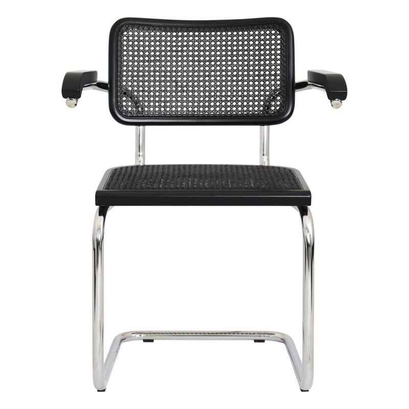 Breuer Chair Company Marcel Breuer Cesca Cane Cantilever Armchair Arm Chair w/ Chrome Steel Frame (Various Wood & Cane Colors)