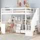 preview thumbnail 44 of 80, Multifunctional Wood Twin Size Loft Bed with L-Shaped Desk and Storage Staircase, Loft Bed Frame with Cabinet and Drawers White - Twin