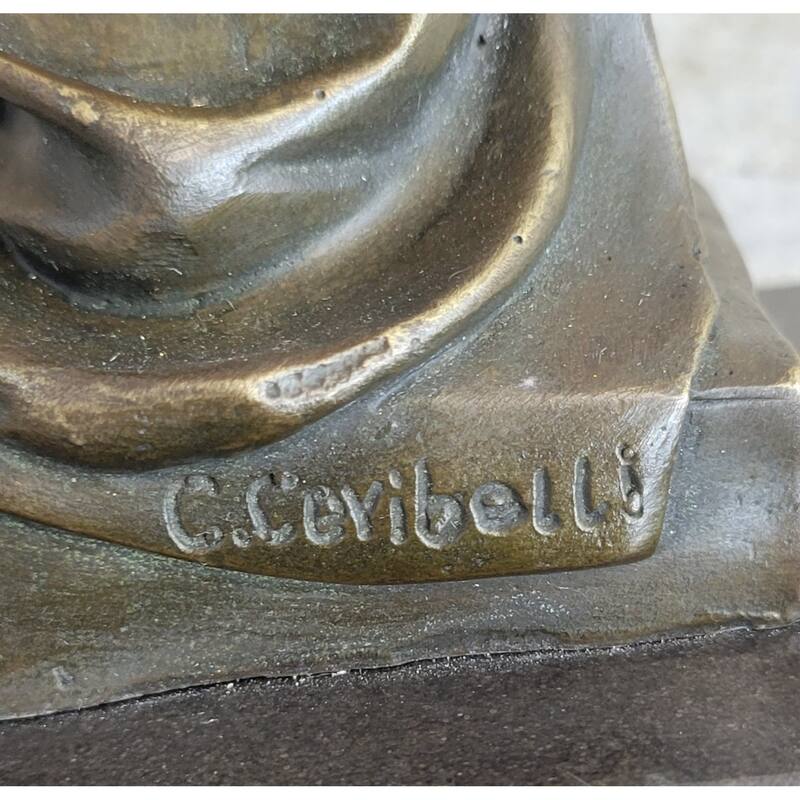 Signed Cesar Ceribelli Les Roses Cly Society Lady W/ Rose Bronze Sculpture