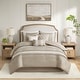 preview thumbnail 17 of 29, Madison Park Marla 7 Piece Lace Trim Comforter Set with Throw Pillows Taupe - California King