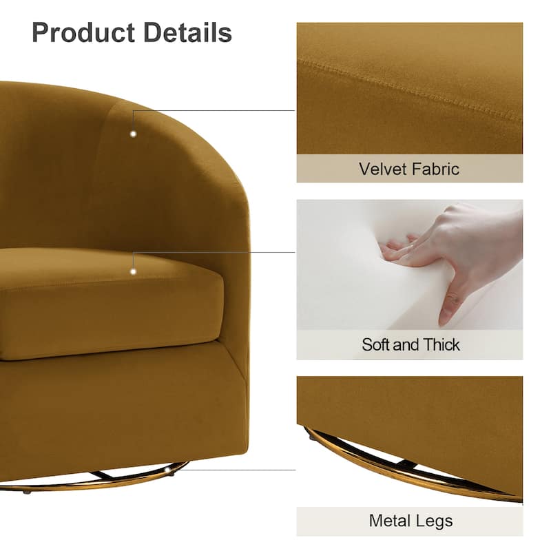 Eleuterio Modern Upholstered Swivel Accent Barrel Chair with Metal Base Set of 2 by HULALA HOME