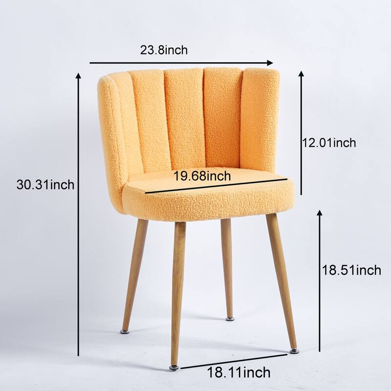 Yellow Modern 23.62" Accent Chairs with Iron Tube Legs and Comfortable Backrest (Set of 2)