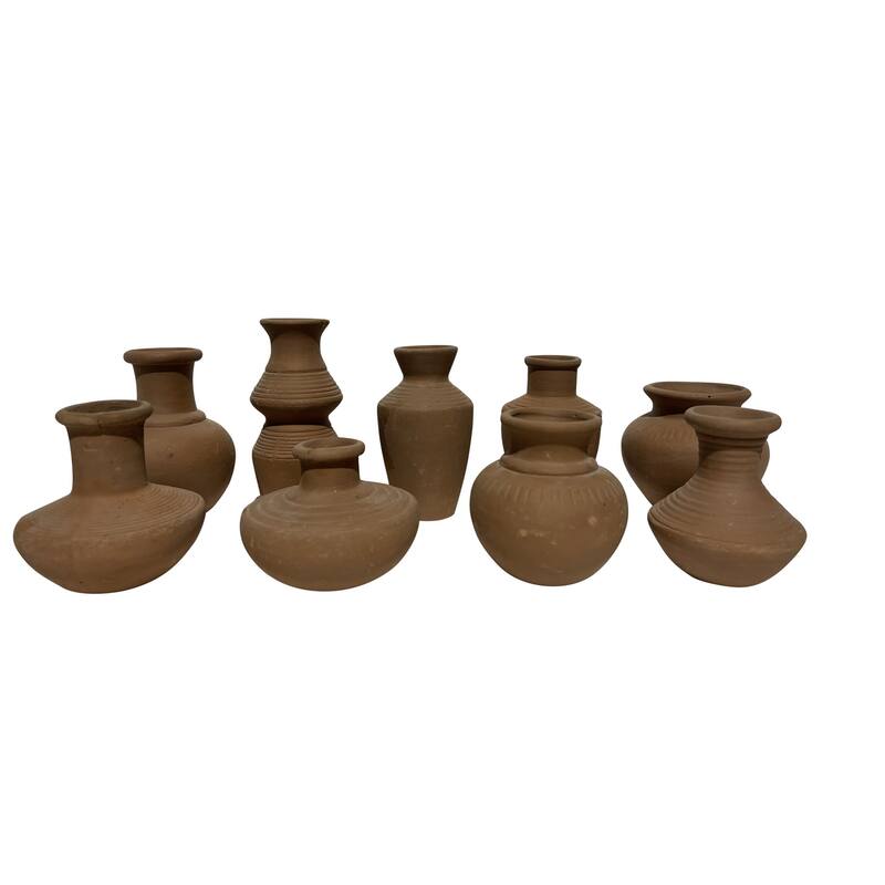 Terracotta Mini Vase Set of 9 - Black Dia 12.6" - Black
