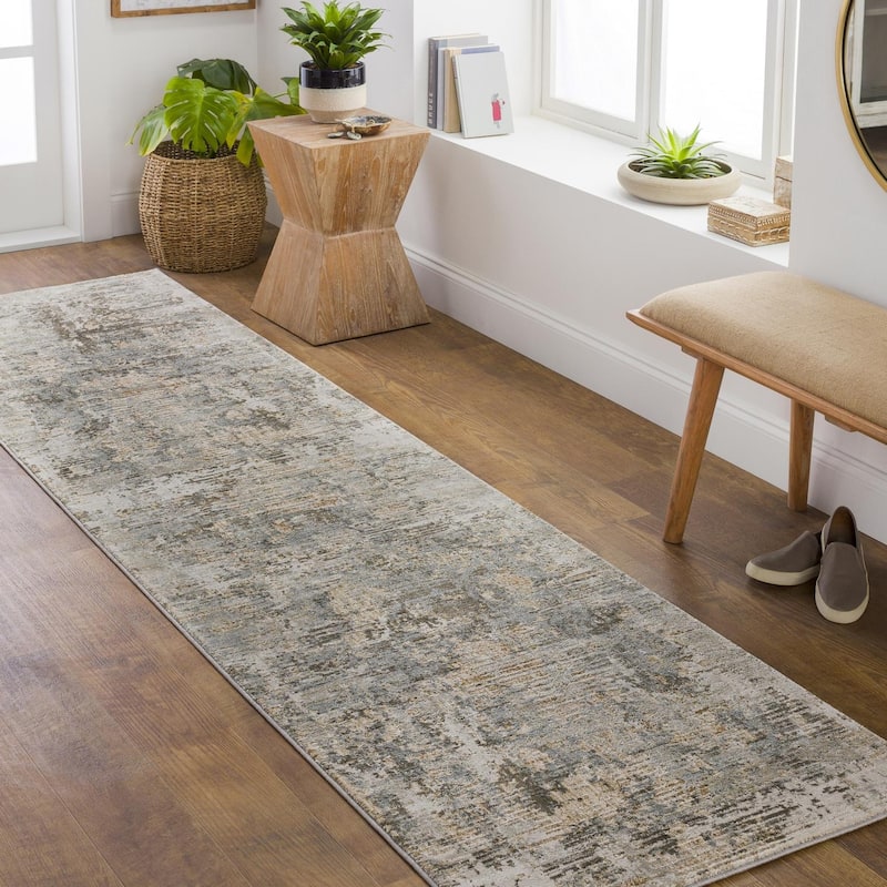 Livabliss Transitional Brunswick Abstract Area Rug - 2'7" x 10' - Dark Gray