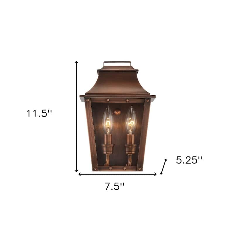 2-Light Pocket Wall Lantern Asian Design with Tapered Glass Shades - 5.25” x 7.50” x 11.50”