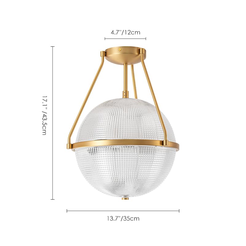 3-Light Mid-Century Textured Glass Globe Bubble Sphere Semi-Flush Mount Ceiling Light For Kitchen Island