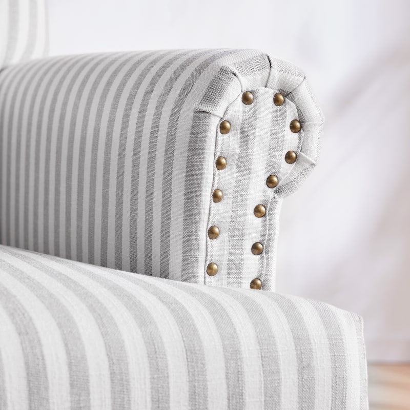 Rolled Armchair Accent Chair Set of 2 Blue/ Grey/ Brown