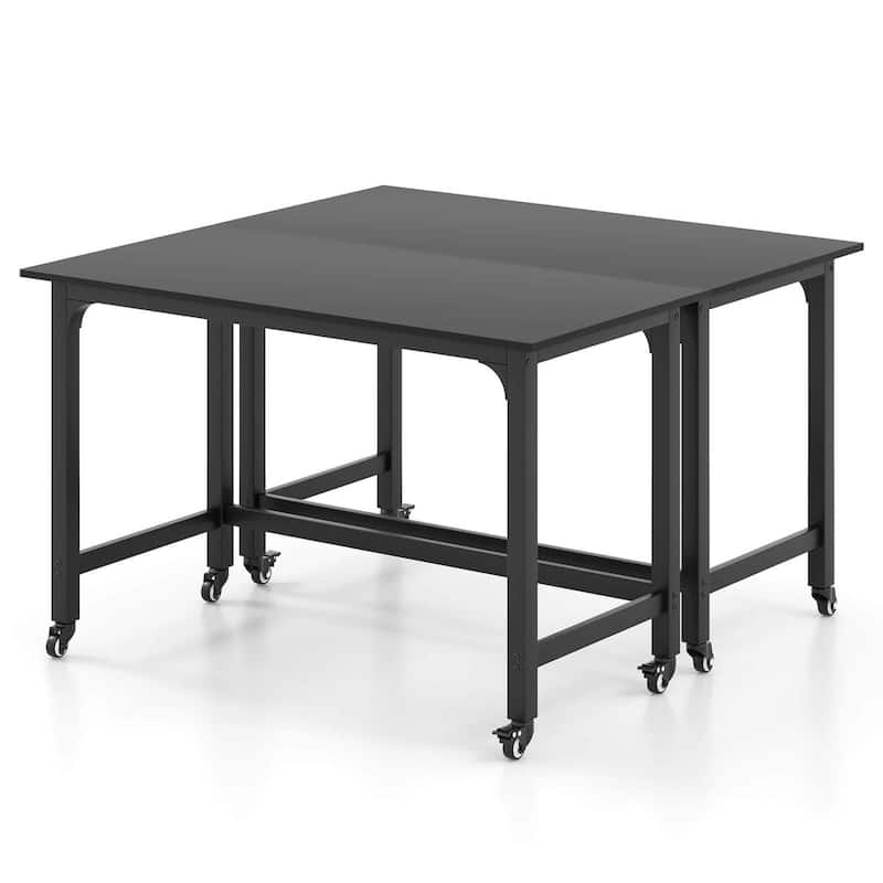 1/2/4PCS Conference Table Rolling Seminar Table Meeting Study Desk - 2PCS - Black