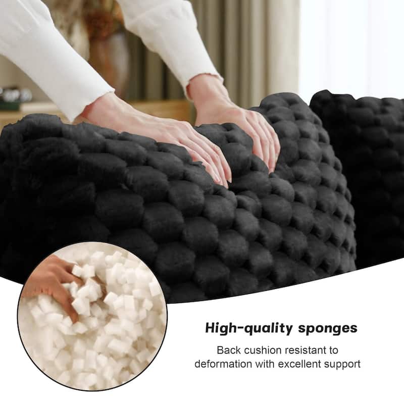 146" Modern U-Shaped Flannelette Boneless Modular Sectional Sofa with Ottoman