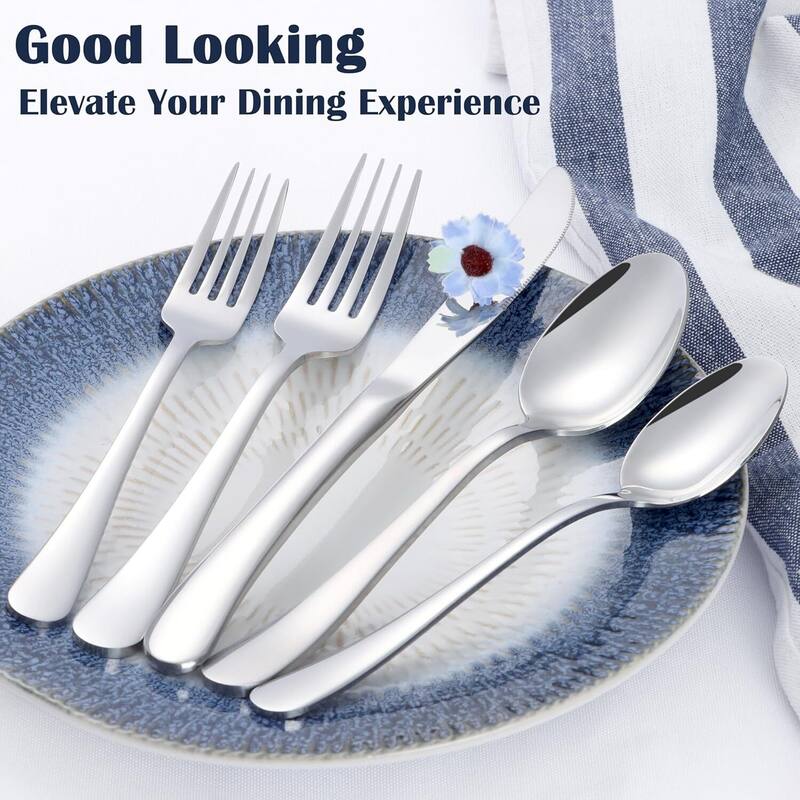 Heavy Duty Silverware 5 Piece Stainless Steel Flatware Cutlery Set