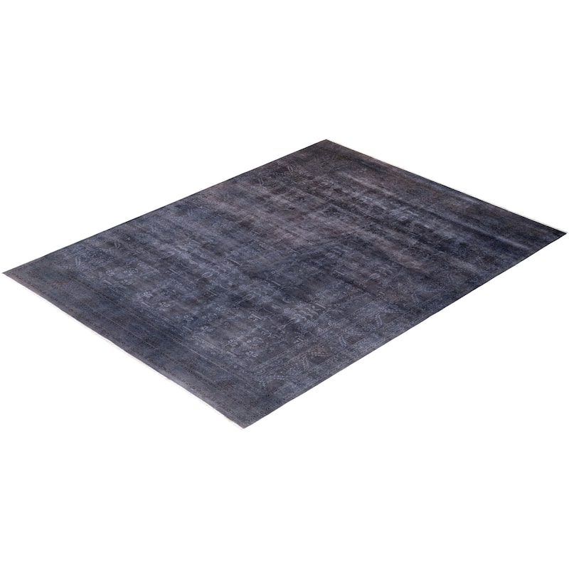 Overton Hand Knotted Wool Vintage Inspired Modern Contemporary Overdyed Purple Area Rug - 9' 1" x 12' 3"