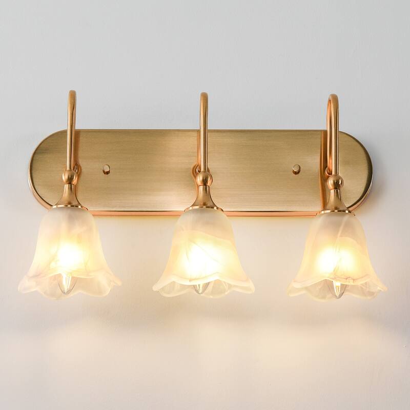 3-Light Modern Brass Gold Bathroom Vanity Light