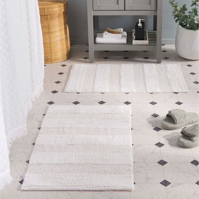 SAFAVIEH Home Harper Textured Striped 32"L x 20"W Bathmat Set of 2