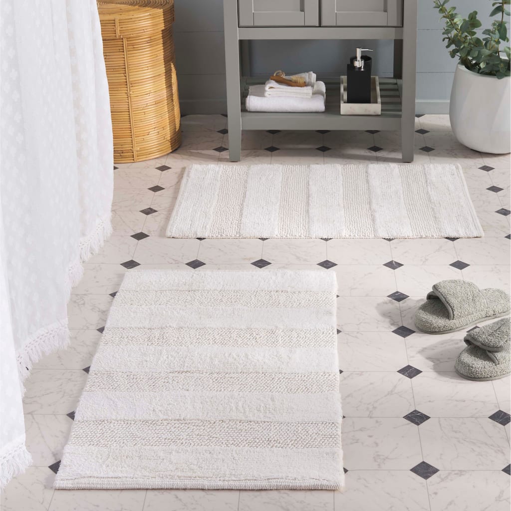 SAFAVIEH Home Harper Textured Striped 32"L x 20"W Bathmat Set of 2