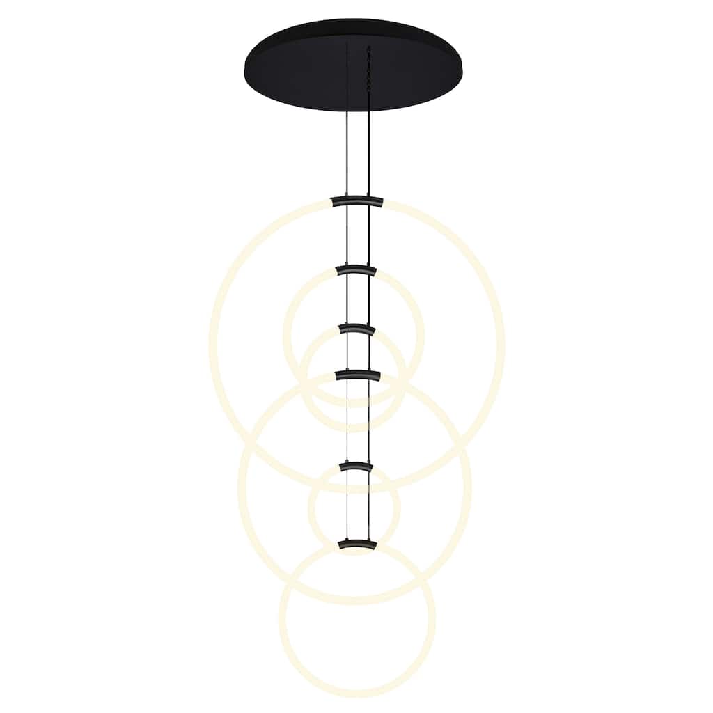 Hoops Integrated LED 35in 6 Ring Black Chandelier