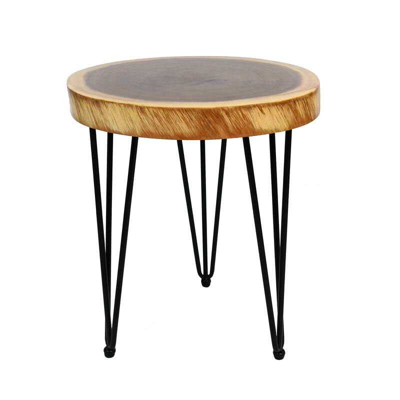 Natural Solid Wood Round End Table Coffee Table