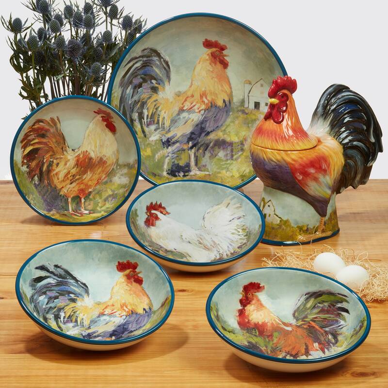 Certified International Rooster Meadow 22 oz. Mugs, Set of 4