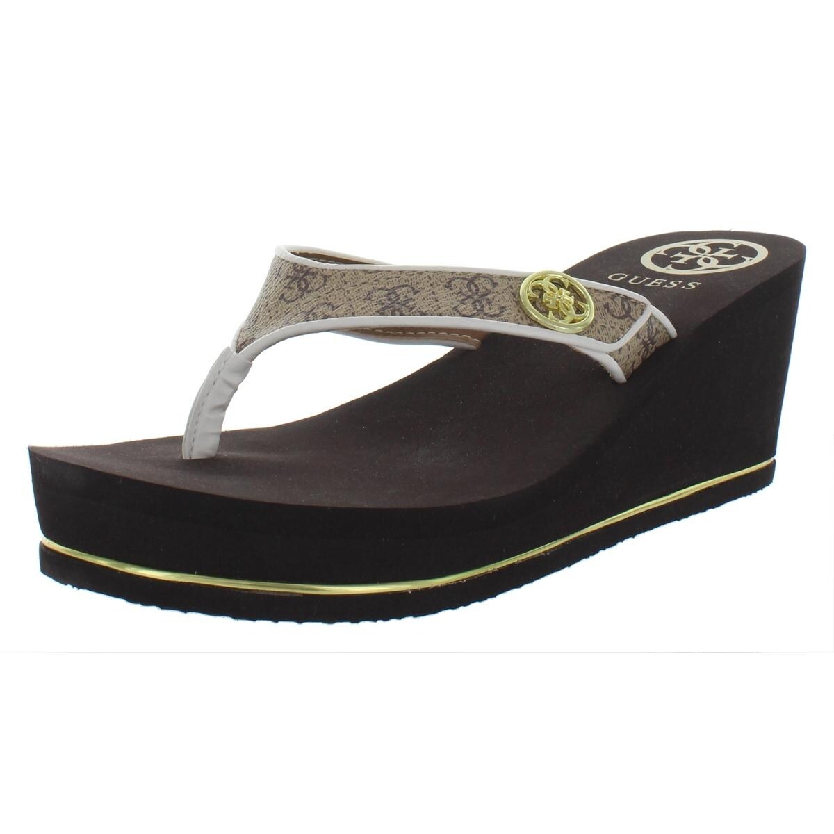 guess sarraly eva logo wedge sandals