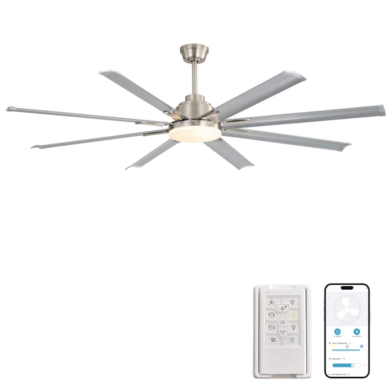 72 Inch Smart Ceiling Fan with Light - Nickel