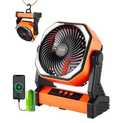 Portable Rechargeable Fan with 360 Degree Rotation and130 CFM Airflow for Outdoor or Indoor Use - 8.6 x 4 x 10.2 in