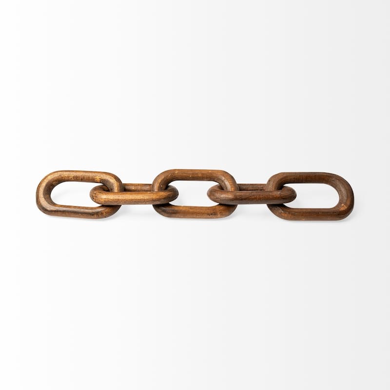 Alix Medium Brown Solid Wood 5-Link Hand-Made Chain - 29.0L x 5.0W x 5.0H