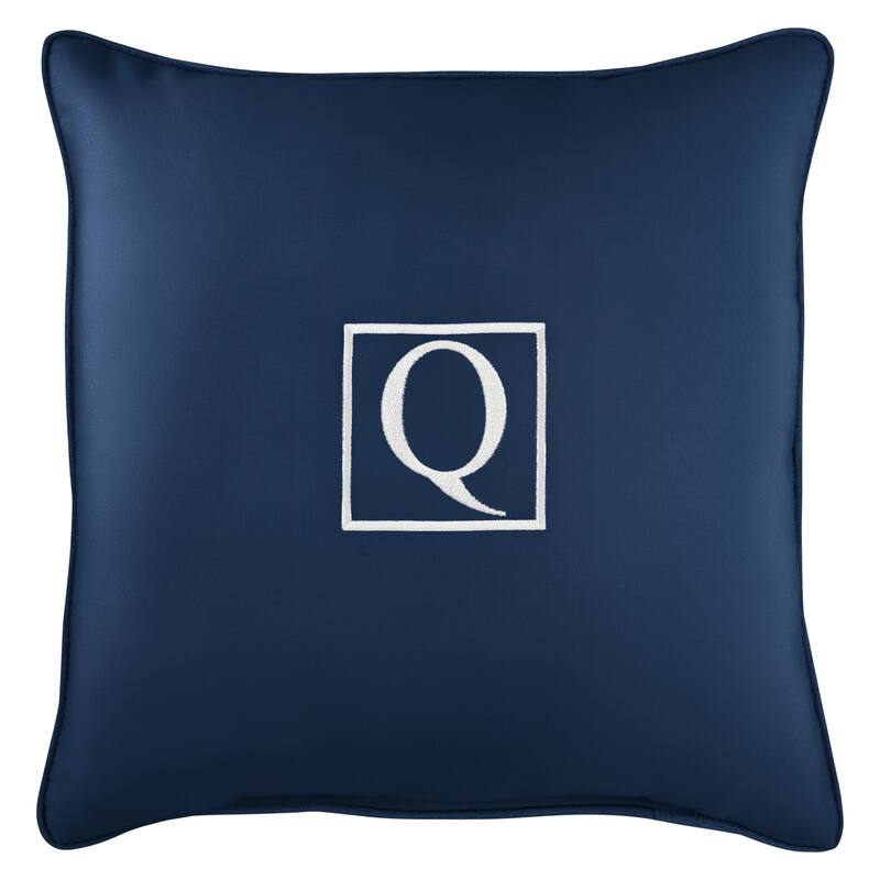 Monogram Corded Single Square Pillow by Havenside Home - "Q" - Navy