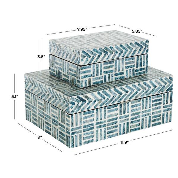 Blue Mother of Pearl Shell Handmade Mosaic Storage Geometric Decorative ...