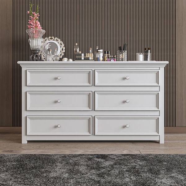 Modern 6 Drawers Bedroom Dresser, Elegant Design Chest of Drawers, Unique  Wooden White Bedroom Cabinet - Bed Bath & Beyond - 38916816
