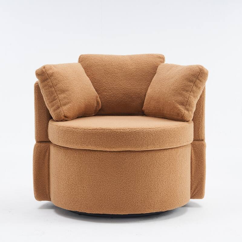 Teddy Fabric Swivel Storage Chair With Back Cushion