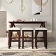 preview thumbnail 18 of 20, Home Kitchen Dining Bar Table Set with 3 Padded Stools Multi-Functional Solid Wood Breakfast Nook with USB Ports & Power Strip