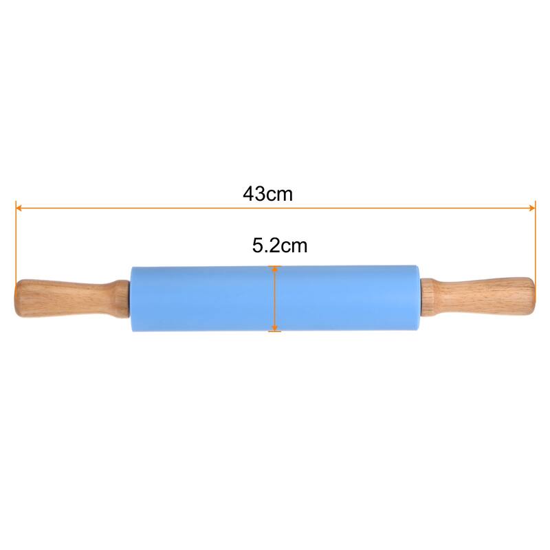 Silicone Rolling Pins for Baking 43cm x 5.2cm Blue - Blue