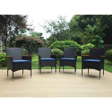 MFSTUDIO 4 Pieces Outdoor Patio Rattan Chairs Rattan Dining Armchair Outdoor Furniture for Porch, Balcony & Deck