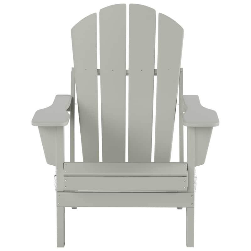 Polytrends Laguna Hdpe All Weather Outdoor Patio Foldable Adirondack Chairs With Side Table (3-Piece Set)