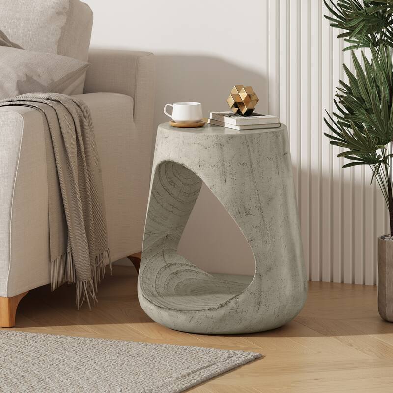 Roomfitters MGO Side Table with Rounded Triangle Cutout Design, Artistic Indoor Outdoor Accent Table