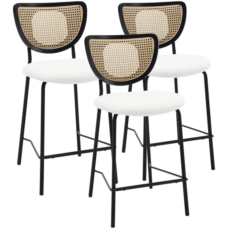 26" Rattan Counter Height Bar Stools Set of 2/3/4 - 37.8"H x 17.7"W x 21.7"D