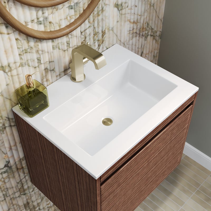 James Martin Vanities Mantova 23.6" Single Vanity Cabinet, Mid-Century Walnut