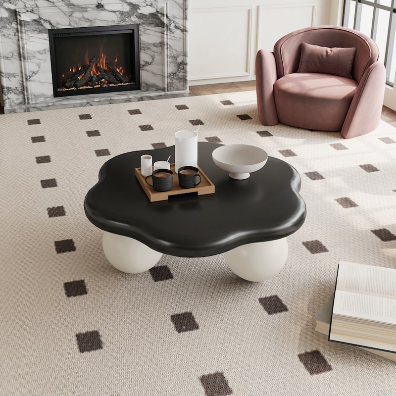 35" Cloud Shaped Modern Minimalist Coffee Table with Spherical Legs