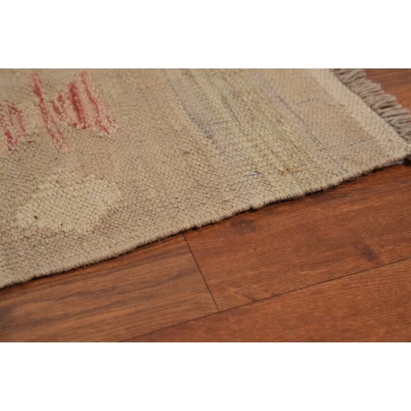 Hand Woven Oriental 100% Wool Carpet Southwestern Tribal Multi-Colored Kilim Area Rug - 7' 10'' X 4' 6''