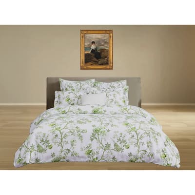 Josephine Duvet Set White/Sage Queen