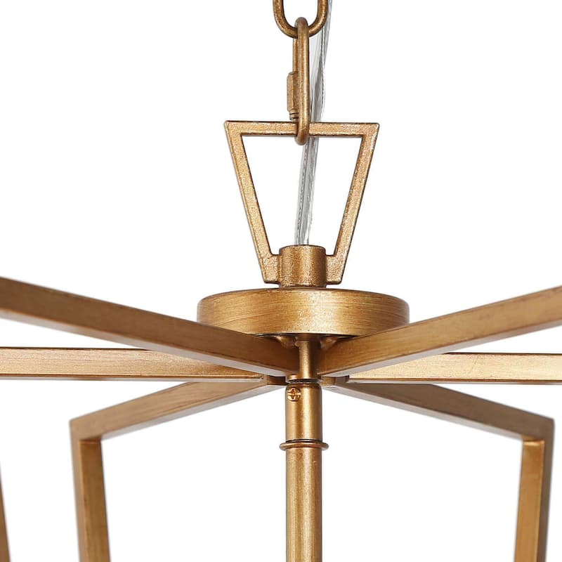 16'' Mid-century Modern 4-light Lantern Pendent Lights Geometrical French Country Candle Style Chandelier - 16 in