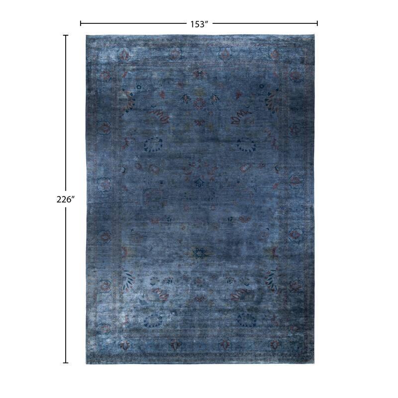Overdyed One-of-a-Kind Hand-Knotted Area Rug - Blue - 12' 9" x 18' 10"