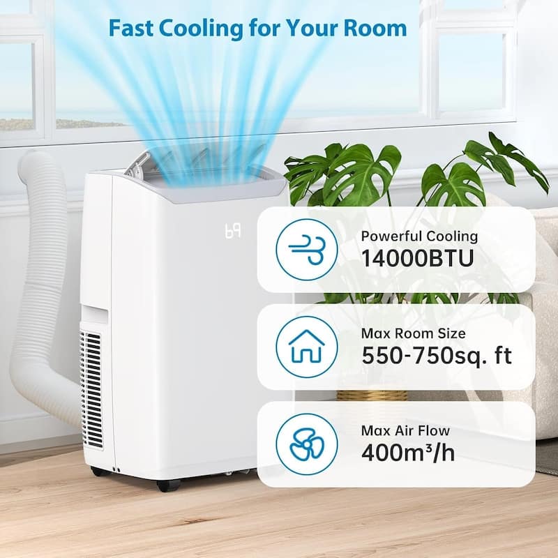 14000 Btus Portable Air Conditioner for Rooms Up to 750 Sq. Ft. - N/A