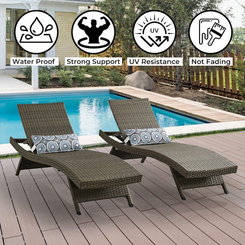 All Weather Wicker Chaise Lounge - Set of 2