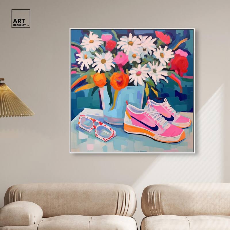 Whimsical Sneakers Flower Vase Canvas by Art Remedy