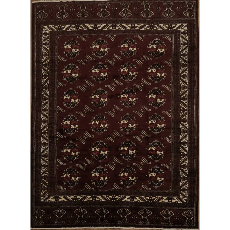 Hand Knotted Oriental 100% Wool Carpet Traditional All-Over Red Turkoman Area Rug - 12' 3'' X 9' 0''