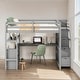 preview thumbnail 2 of 34, Full Loft Bed with Desk and Shelves, Drawers, Storage Staircase, Gray