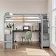 preview thumbnail 2 of 34, Multifunctionl Design Full Size Loft Bed with Desk and Shelves, Two Built-in Drawers, Storage Staircase, Maximized Space, Gray