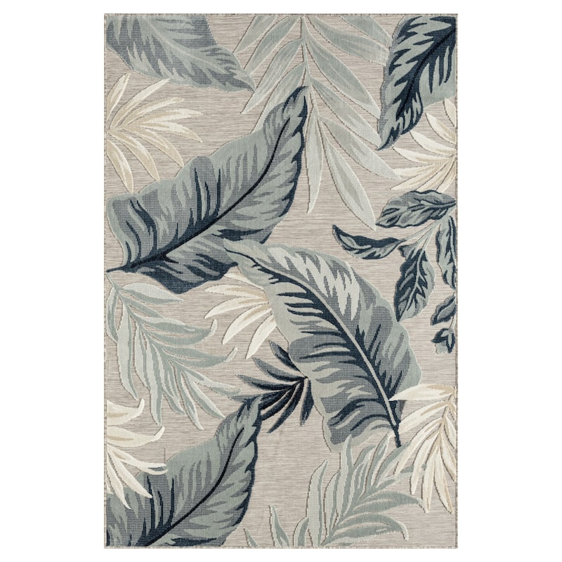 Sevita Botanical Textured Contemporary Indoor/Outdoor Area Rug