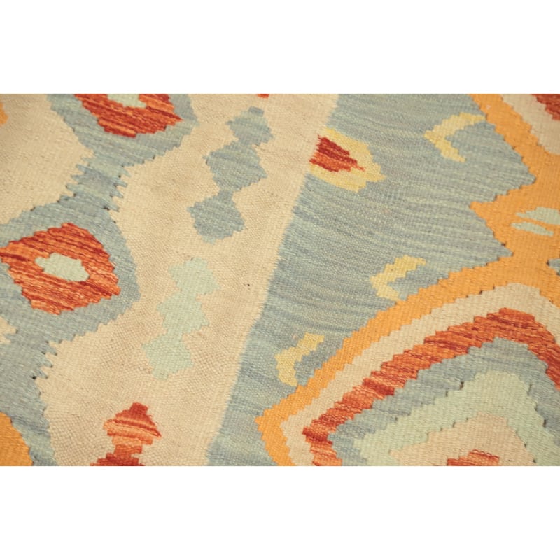 Hand Woven Oriental 100% Wool Carpet Southwestern Tribal Multi-Colored Kilim Area Rug - 9' 2'' X 6' 0''
