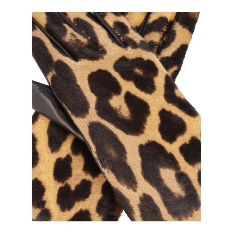 Ferragamo Leopard Print Pony Hair Leather Gloves